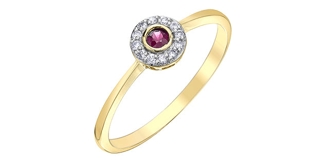 10K Yellow Gold Ruby and 0.60cttw Diamond Ring