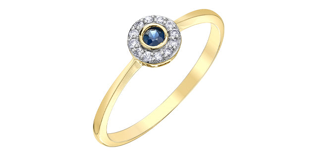 10K Yellow Gold Sapphire &amp; Diamond Ring