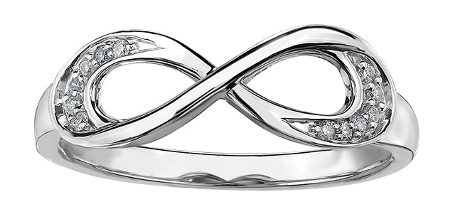 10K White Gold 0.06cttw Infinity Diamond Ring