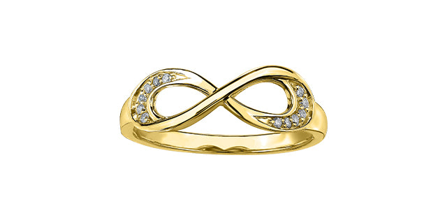 10K Yellow Gold 0.06cttw Infinity Diamond Ring