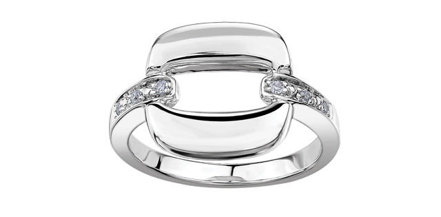 925 Sterling Silver 0.06cttw Diamond Ring