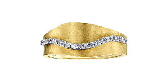 10K Yellow &amp; White Gold 0.11cttw Diamond Ring