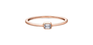18K Rose Gold 0.10cttw Emerald Cut Diamond Ring