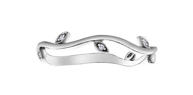 10K White Gold 0.02cttw Diamond Vine Band