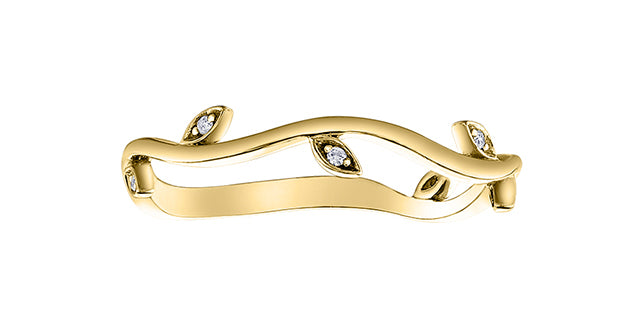 10K Yellow Gold 0.02cttw Diamond Vine Band