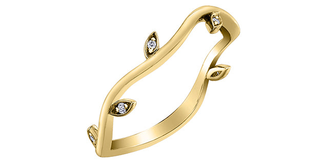 10K Yellow Gold 0.02cttw Diamond Vine Band