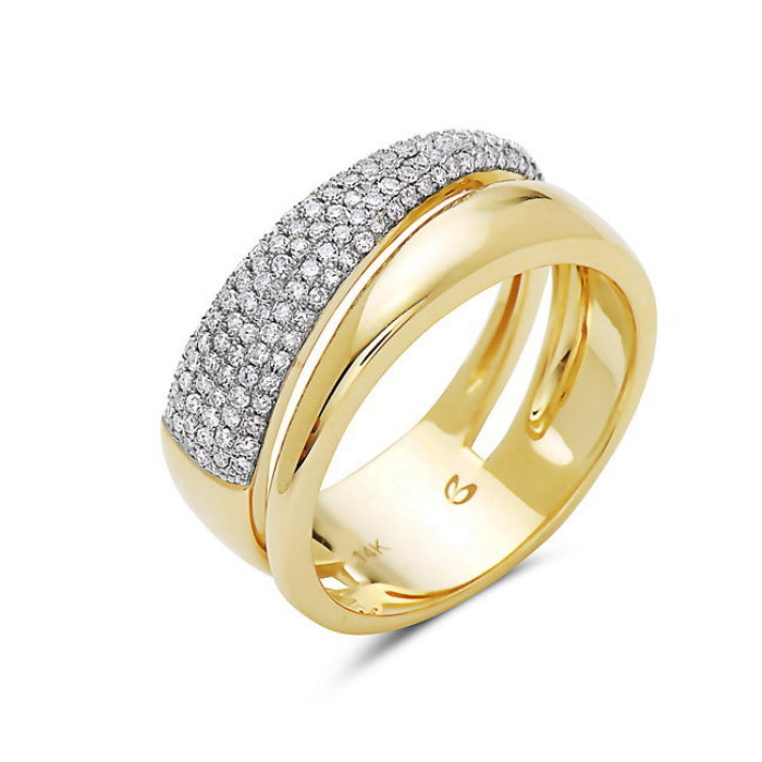 14K Yellow Gold 0.31cttw Diamond Cut Away Pave Ring