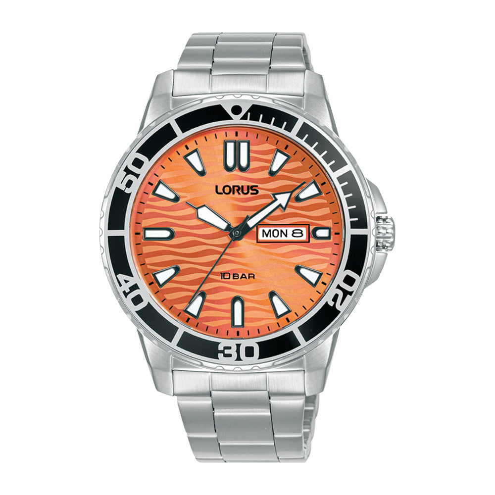 Lorus Dark Orange Sunray Dial Watch RH361AX9