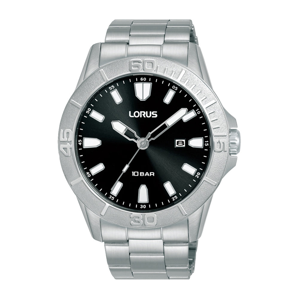 Lorus Black Sunray Dial Watch RH939QX9