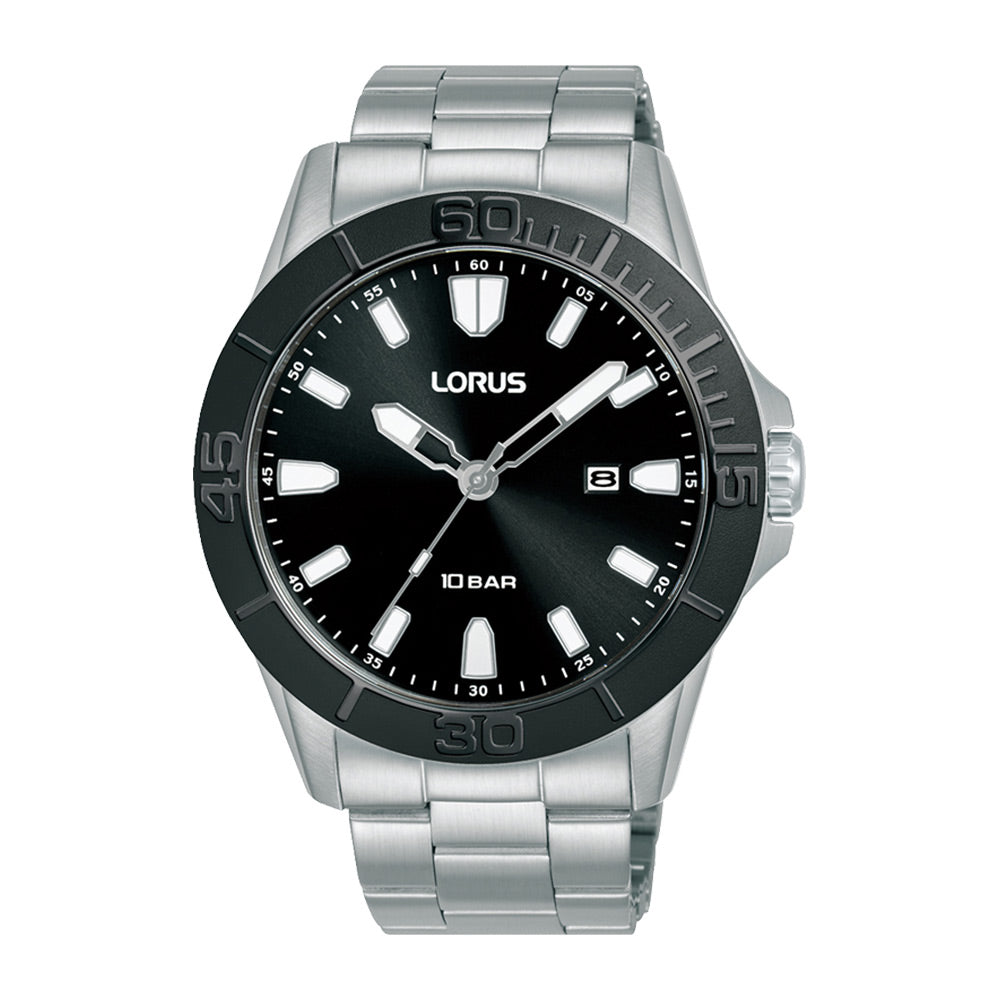 Lorus Black Sunray Dial Watch RH945QX9