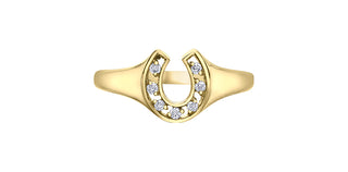 10K Yellow Gold 0.07cttw Diamond Horseshoe Ring