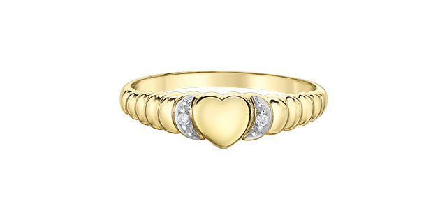 Anillo tipo sello de diamantes de 0,013 quilates en oro amarillo de 10 quilates, talla 6,5