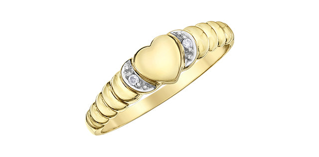 Anillo tipo sello de diamantes de 0,013 quilates en oro amarillo de 10 quilates, talla 6,5