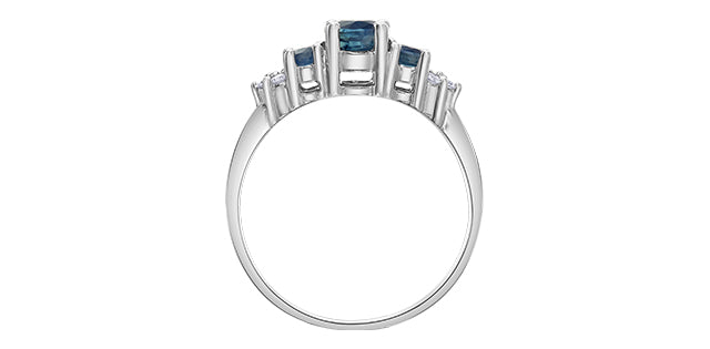 10K White Gold Sapphire and Diamond ring