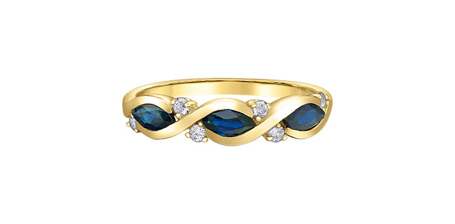 10K Yellow Gold Sapphire and Diamond Ring