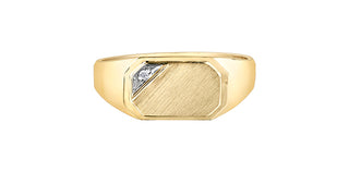Anillo de sello de diamantes de 0,007 quilates de oro amarillo de 10 quilates para hombre,