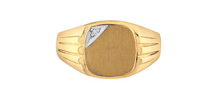 Anillo de sello para hombre de oro amarillo de 10 quilates con diamantes de 0,01 quilates, talla 9