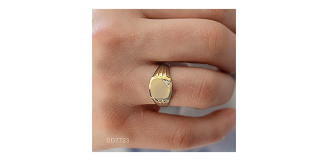 10K Yellow Gold 0.01cttw Diamond Men&#39;s Signet  Ring, size 9