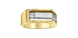 10K yellow and White Gold 0.197ct Canadian Diamond Satin Finish Ring