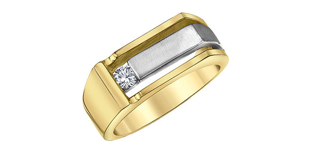 10K yellow and White Gold 0.197ct Canadian Diamond Satin Finish Ring
