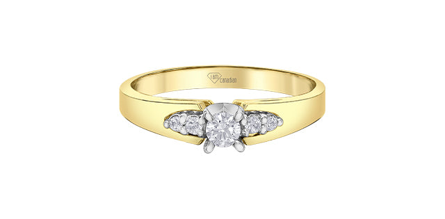 10K Yellow Gold 0.13cttw Canadian Diamond Engagement Ring