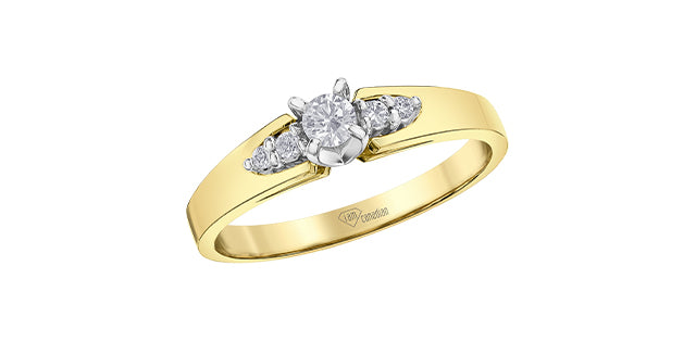 10K Yellow Gold 0.13cttw Canadian Diamond Engagement Ring