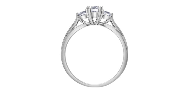 14K  White Gold 0.60cttw Canadian Diamond Engagement Ring, Size 6.5
