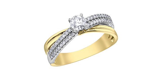 14K Yellow and White Gold 0.50cttw Canadian Diamond Engagement Ring, Size 6.5