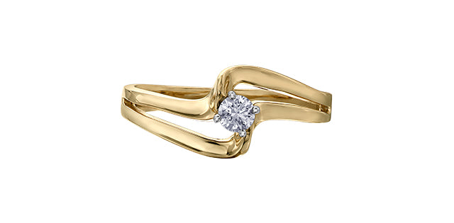 10K Yellow Gold 0.10cttw Canadian Diamond Engagement Ring