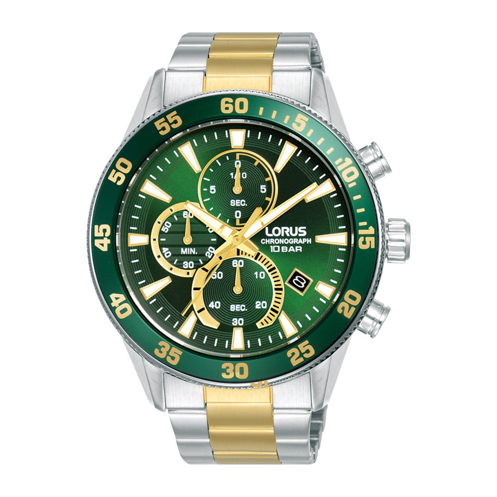 Lorus Dark Green Sunray Dial Chronogragh Watch RM327JX9