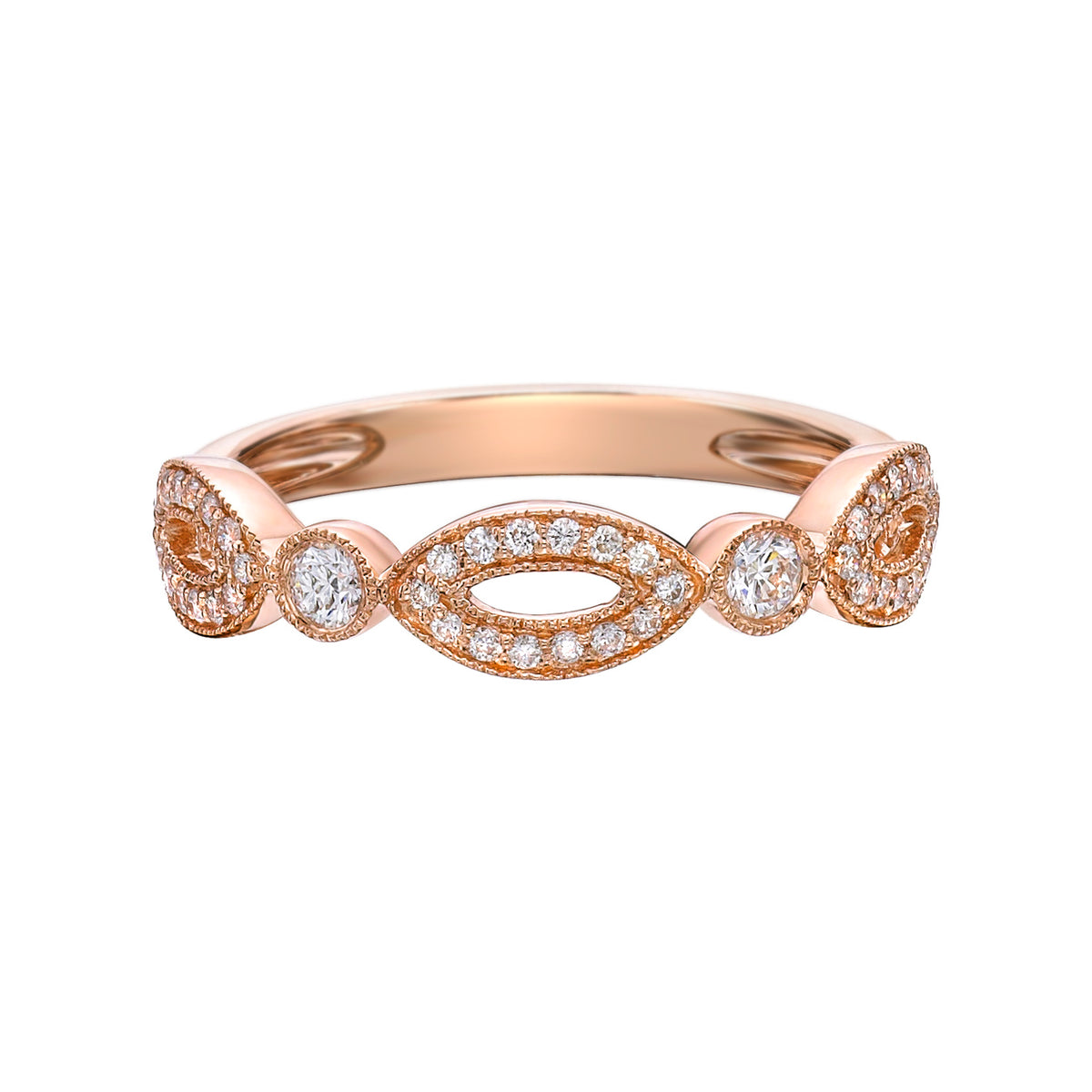 14K Rose Gold 1/4ct twt bezel-set diamond band