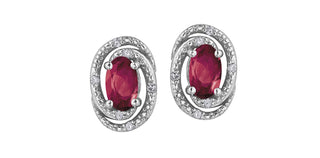 Pendientes de plata de ley con halo de diamantes y rubí auténtico de 0,50 quilates y diamantes de 0,036 quilates