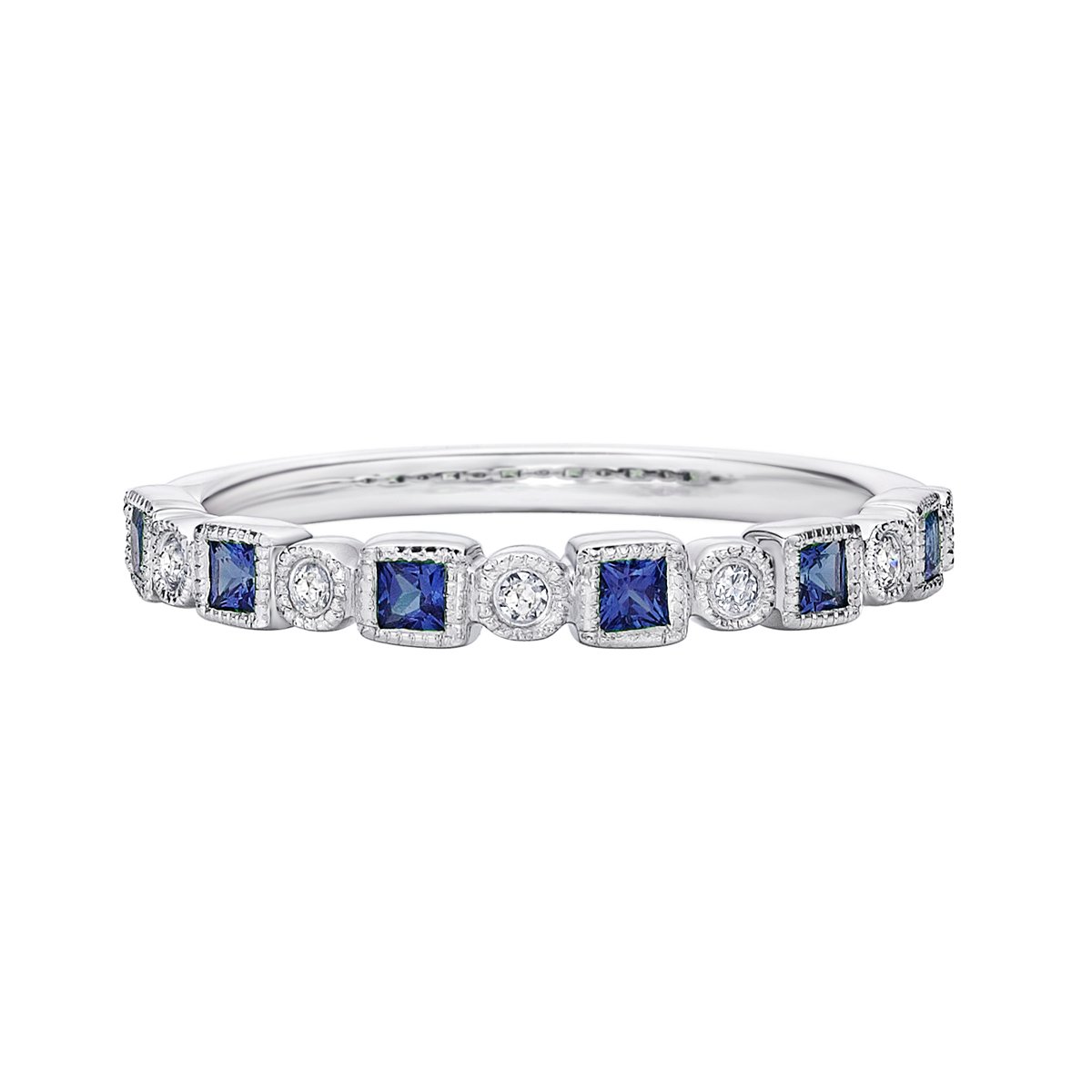 10K White Gold Sapphire &amp; diamond band