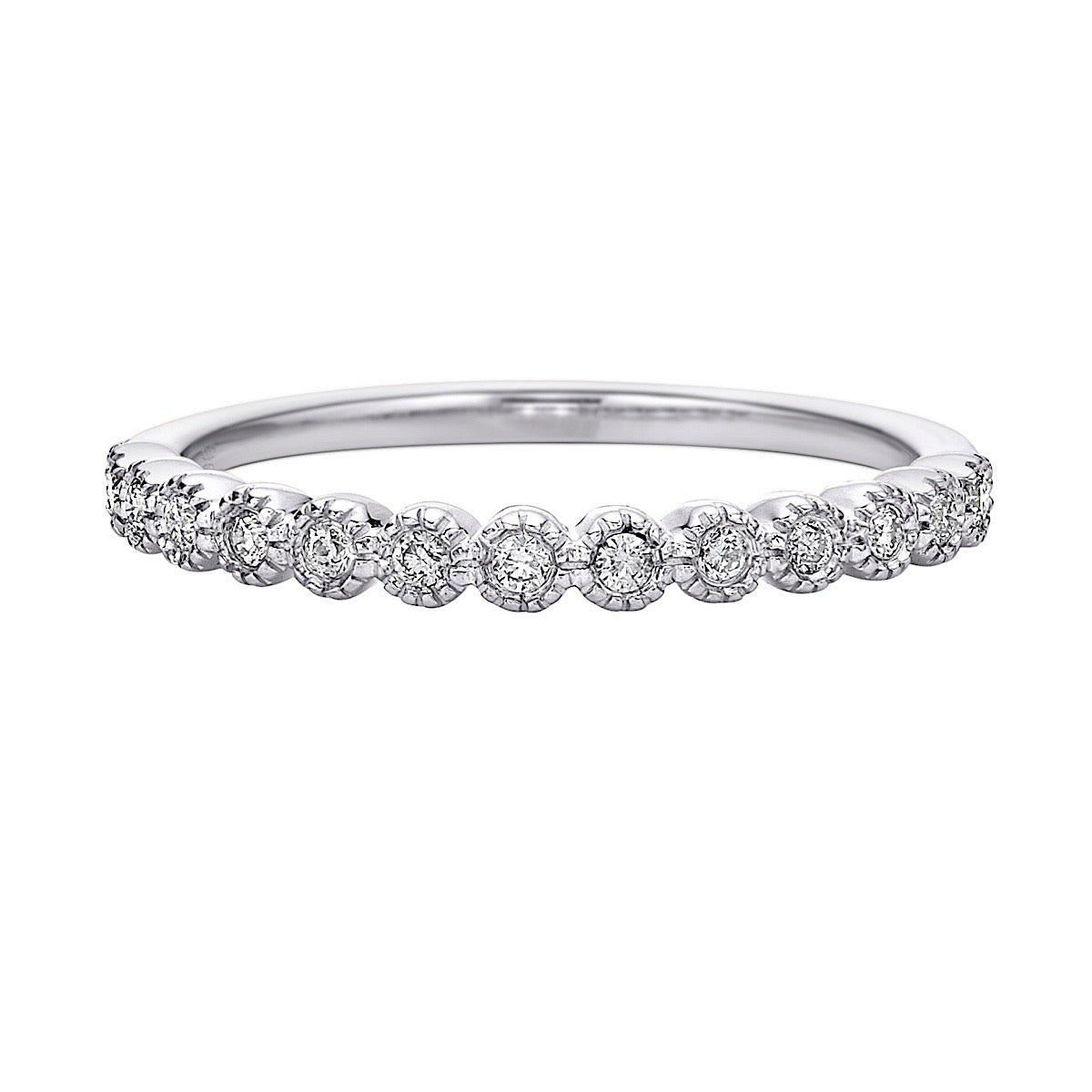 10K White Gold 1/6ct twt bezel-set diamond wedding band