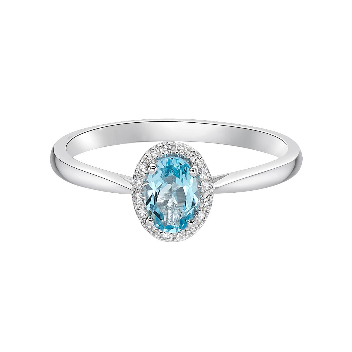 10K White Gold Swiss Blue Topaz and Diamond Ring