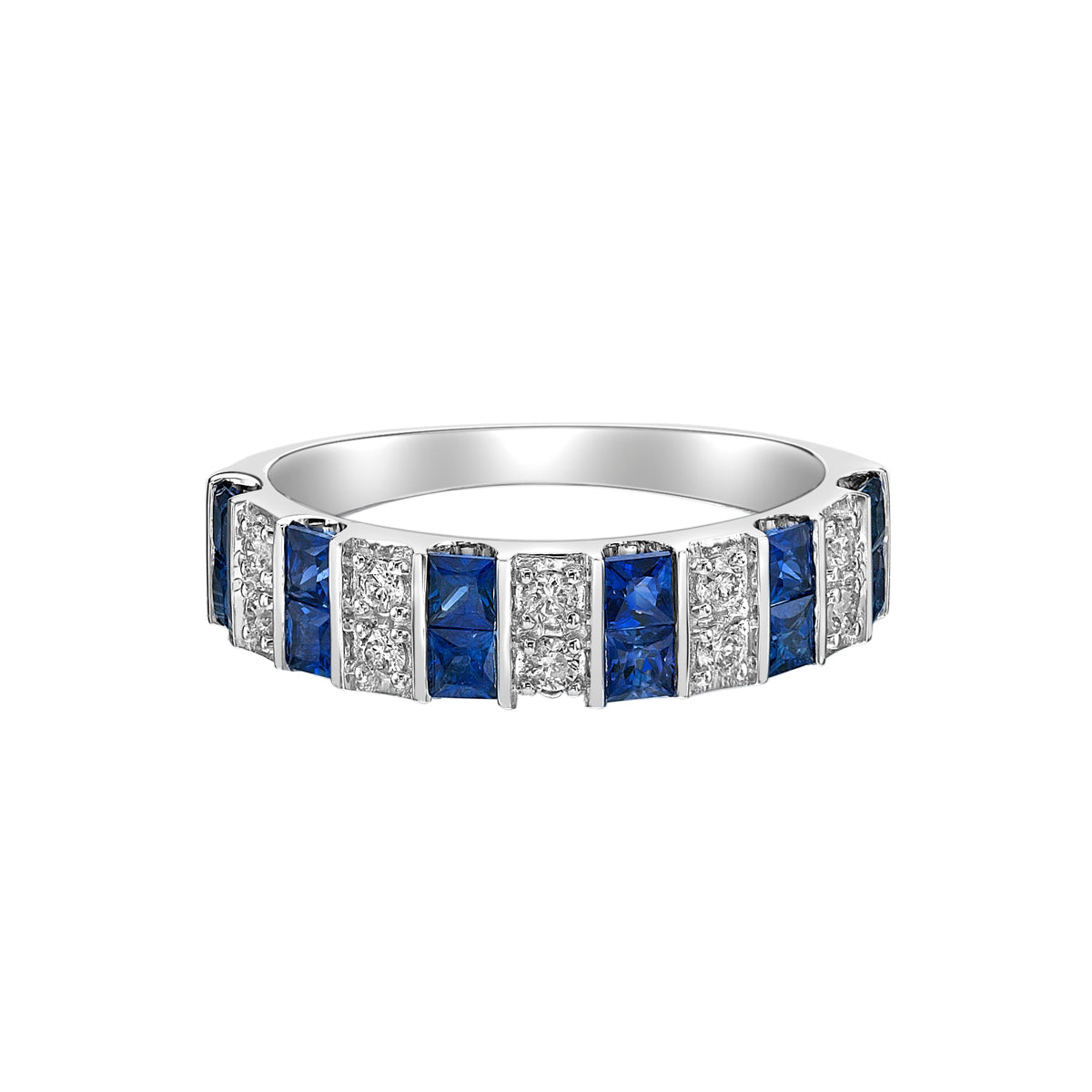 14K White Gold Sapphire ring with diamonds