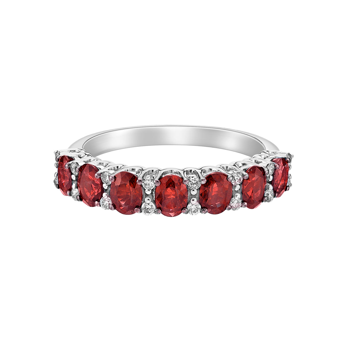 14K White Gold Prong-set Ruby Ring with Diamonds