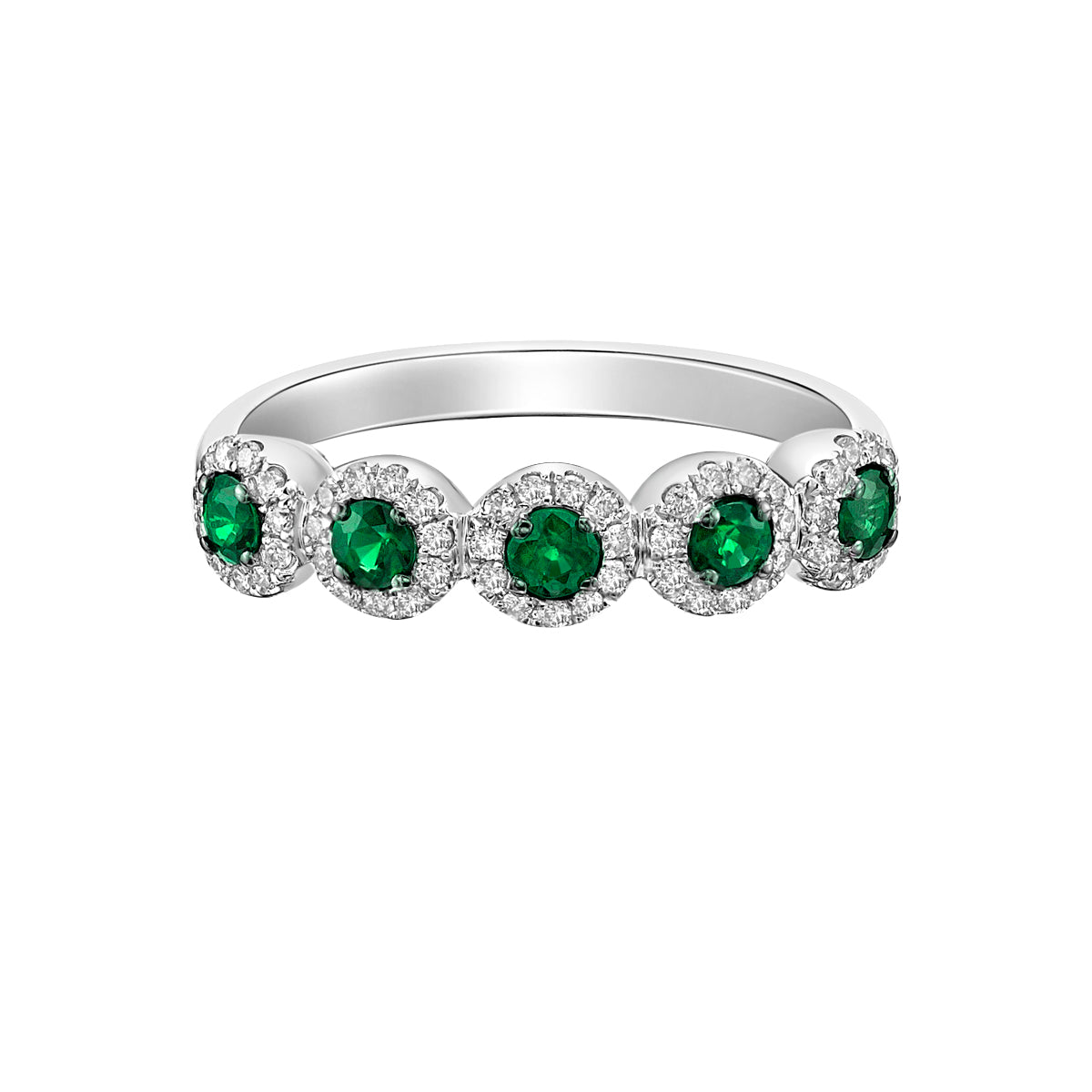 14K White Gold Emerald ring with diamonds