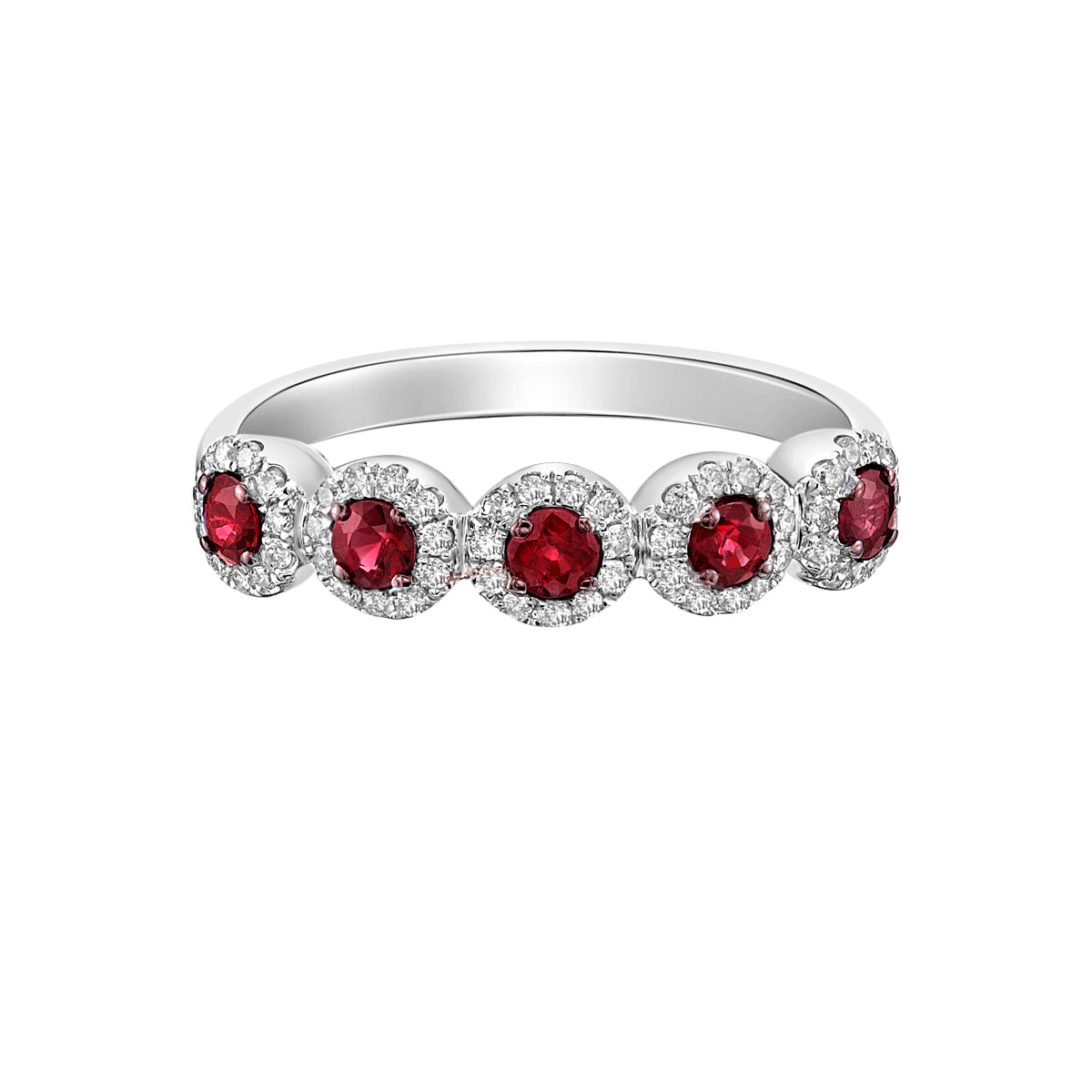 14K White Gold Ruby ring with diamonds