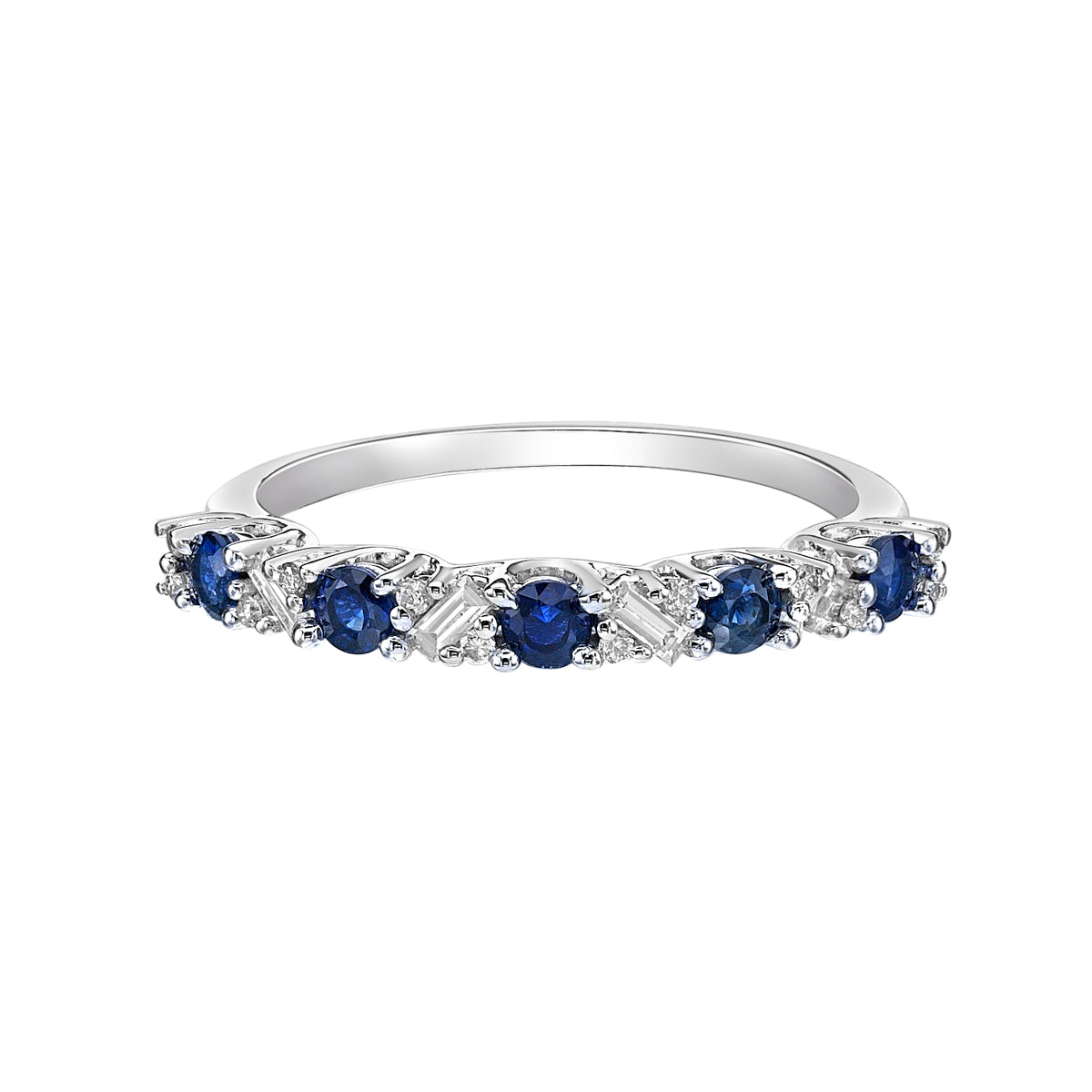 14K White Gold Sapphire &amp; diamond band