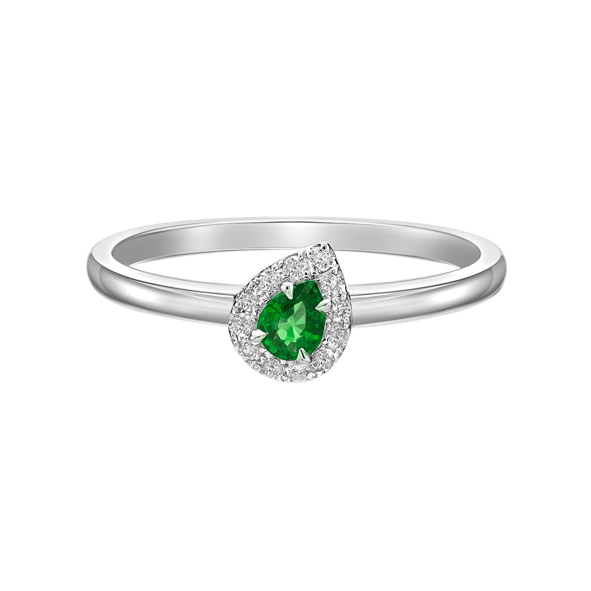 10K White Gold Emerald &amp; diamond ring