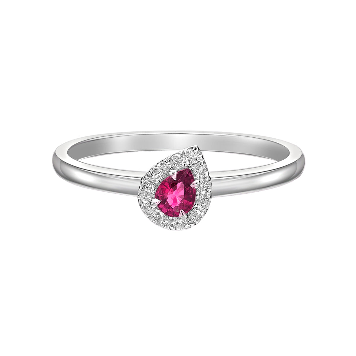 10K White Gold Ruby &amp; diamond ring