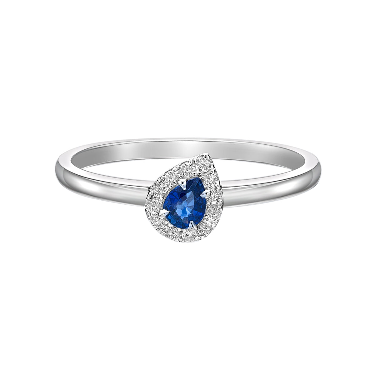 10K White Gold Sapphire &amp; diamond ring