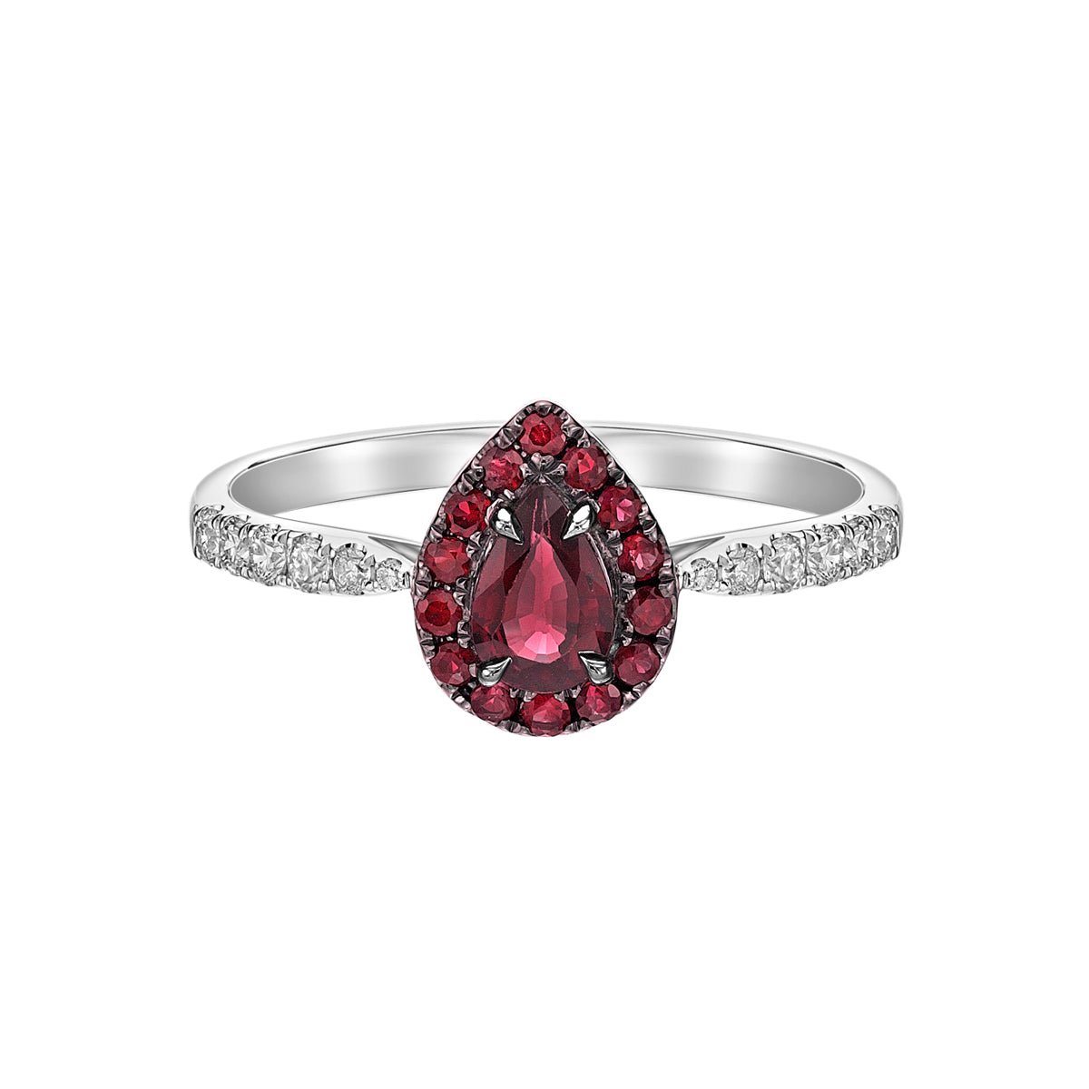 10K White Gold Prong-set Ruby &amp; Diamond ring