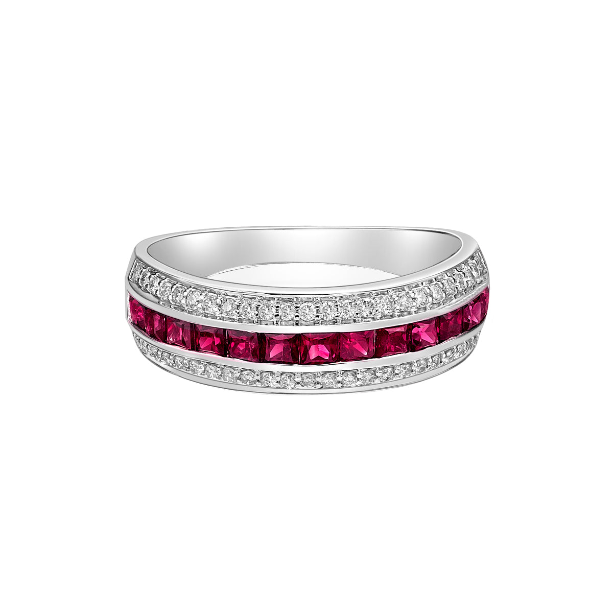 14K White Gold Ruby ring with diamonds