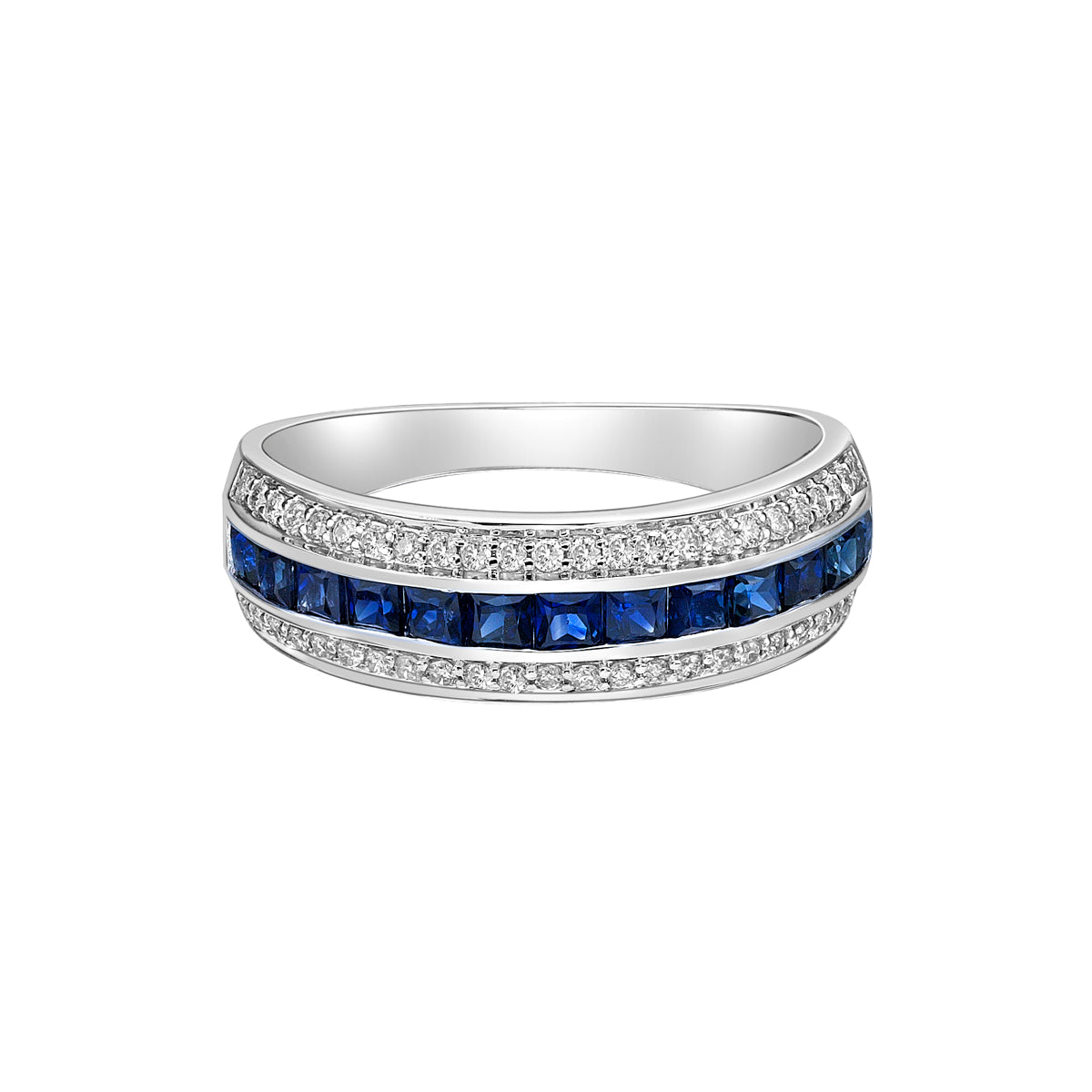 14K White Gold Sapphire ring with diamonds