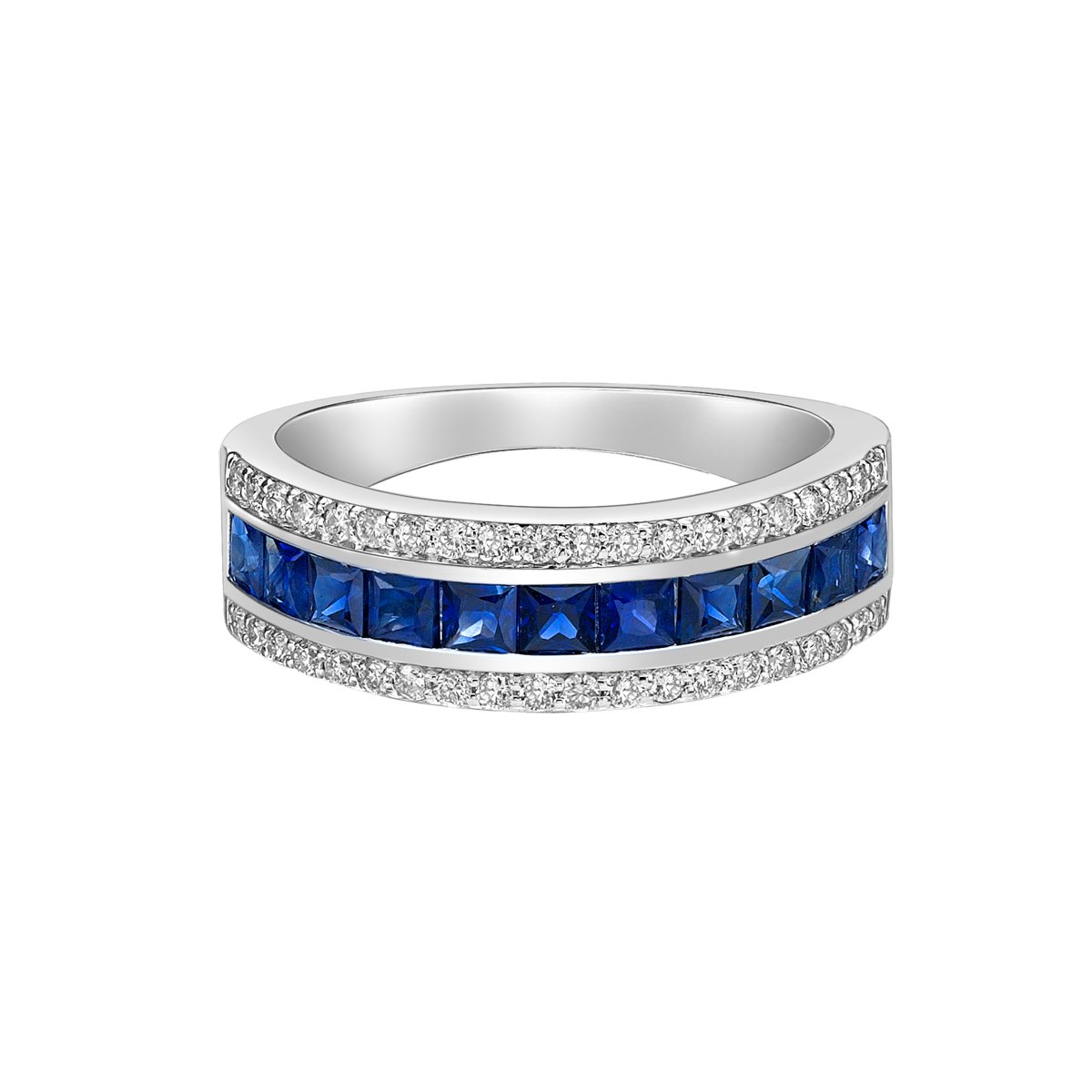 14K White Gold Sapphire ring with diamonds