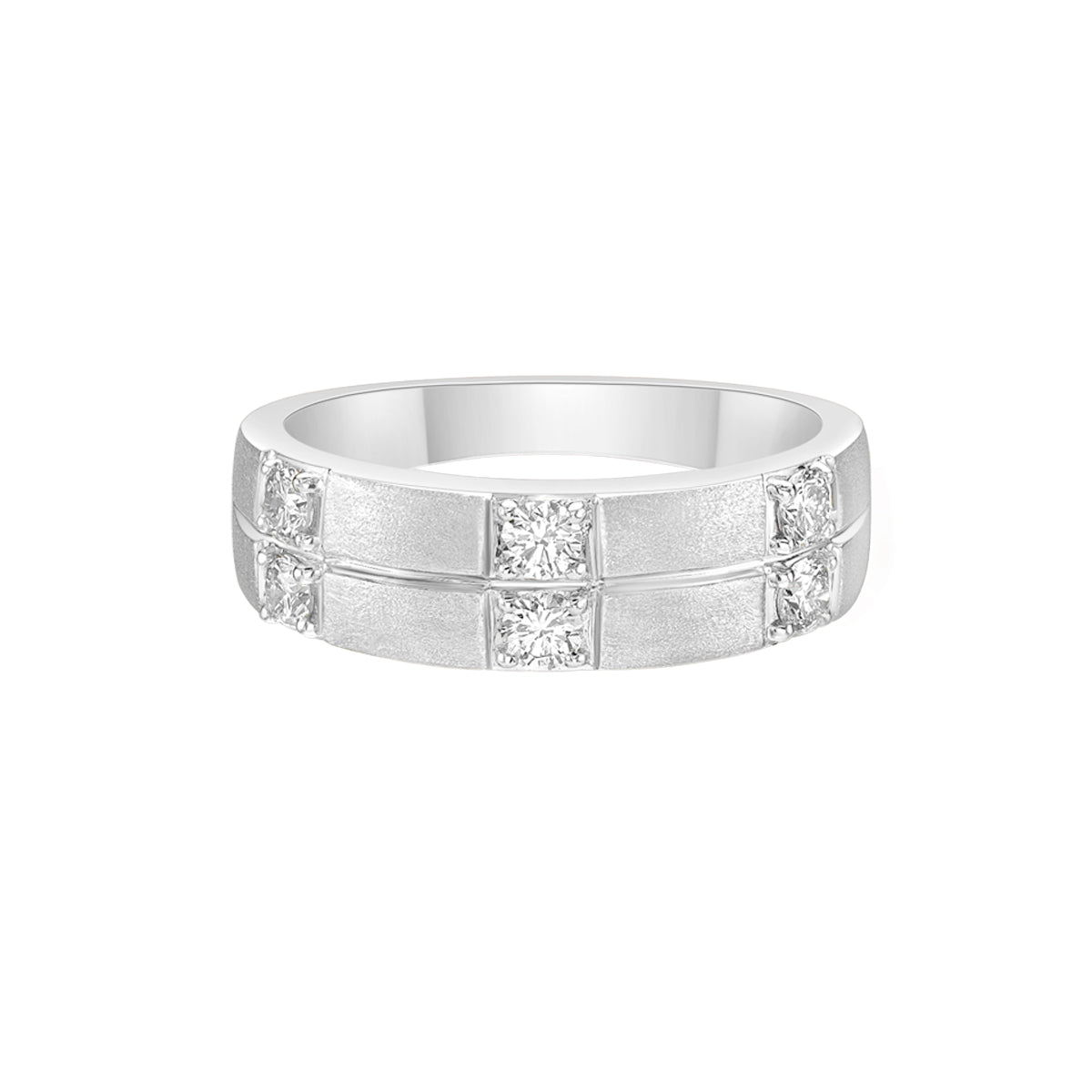 14K White Gold Pave-set diamond band