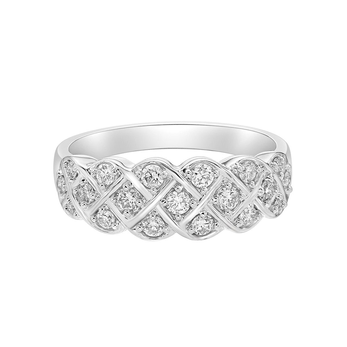 14K White Gold Prong-set diamond band with lines