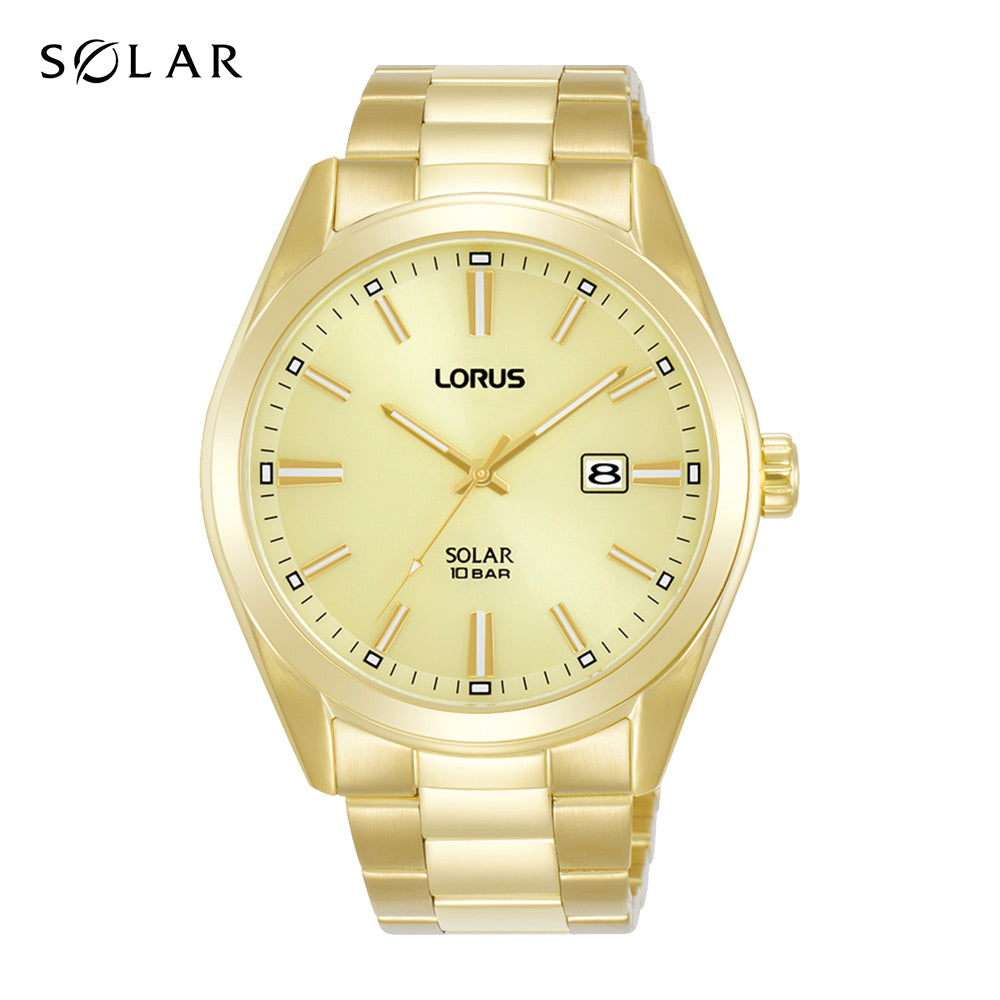 Lorus Light Champagne Sunray Dial Solar Watch RX338AX9